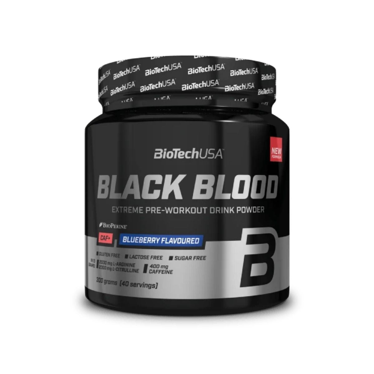 BioTech Black Blood CAF+ 300g (40 Serv.) Blueberry - BioTech USA - Shop&Trend