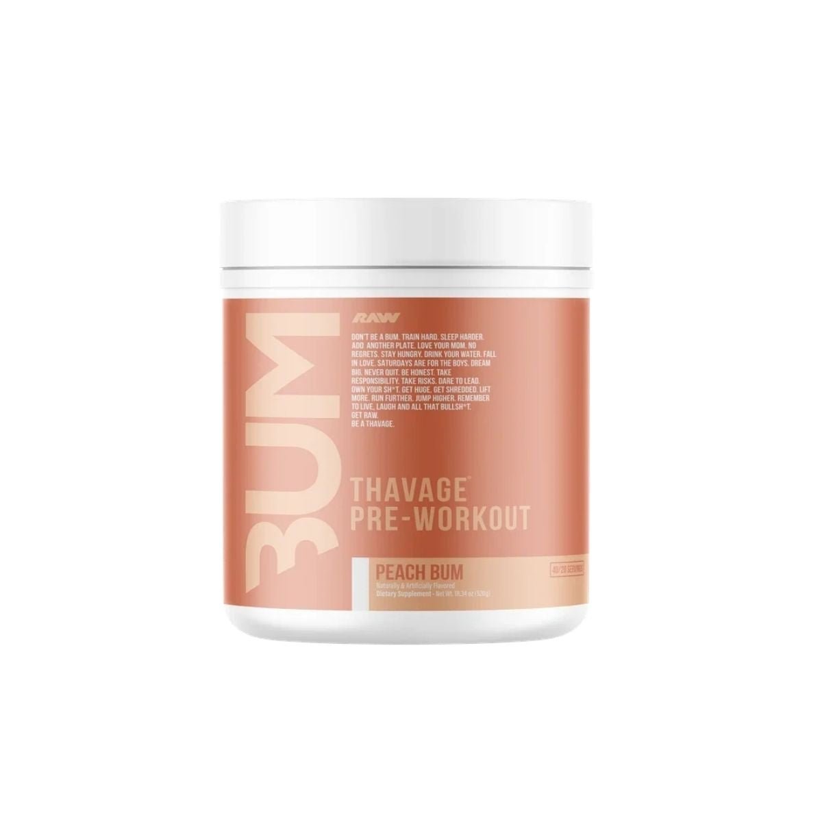 RAW Nutrition CBUM Thavage Pre-Workout 520g Peach Bum - RAW Nutrition - Shop&Trend